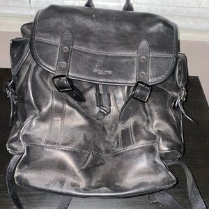Coach Black Leather Men's Backpack
